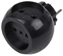 Разветвитель (Тройник) без заземления Rexant Шар 3-м 6А 2200 Вт черный картинка 